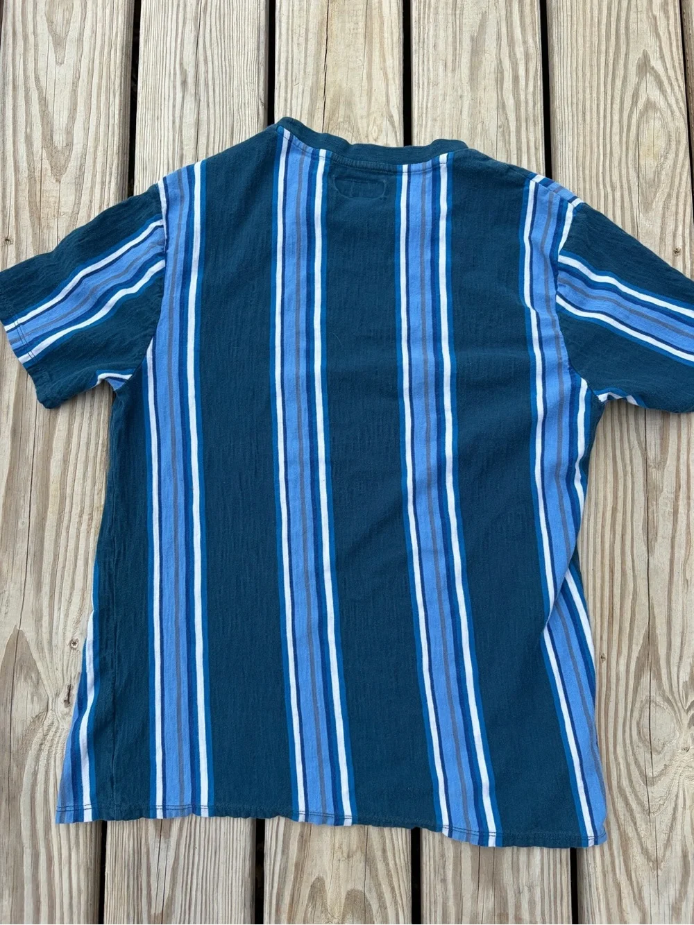 VINTAGE Guess Shirt Adult Medium Blue Striped Crew Neck Hip Hop Streetwear Y2K - Picture 12 of 13